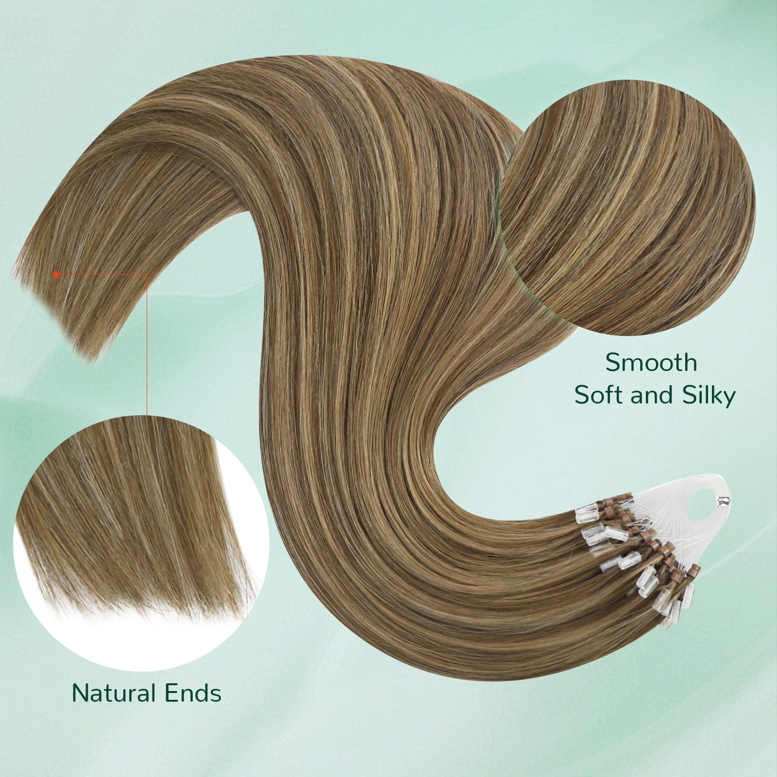 Easyouth Nano Hair Extensions Real Human Hair Blonde Nano Beads Hair Extension Human Hair Platinum Blonde Nanos Loop Hair Extensions Pre Bonded for Natural Look 14 Inch 50g 1g/Strand #1000 — view 137
