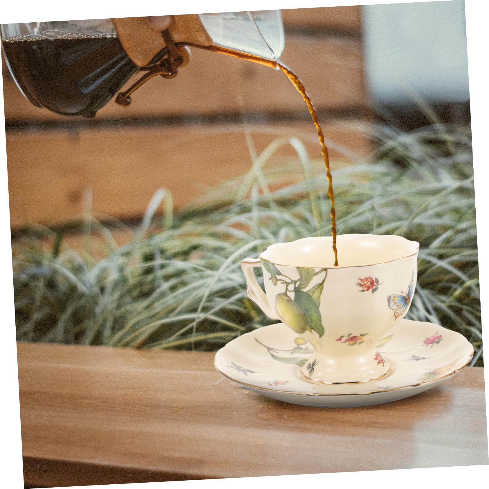 DOITOOL Keramik Cappuccino Becher Satz mit Untertasse 1 Satz Vintage Retro