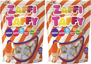 Zaffi Taffy Orange Cream - Indulge in the Creamy Citrus Flavor of Orange Cream Zaffi Taffy, 5oz Bag (Pack of 2)