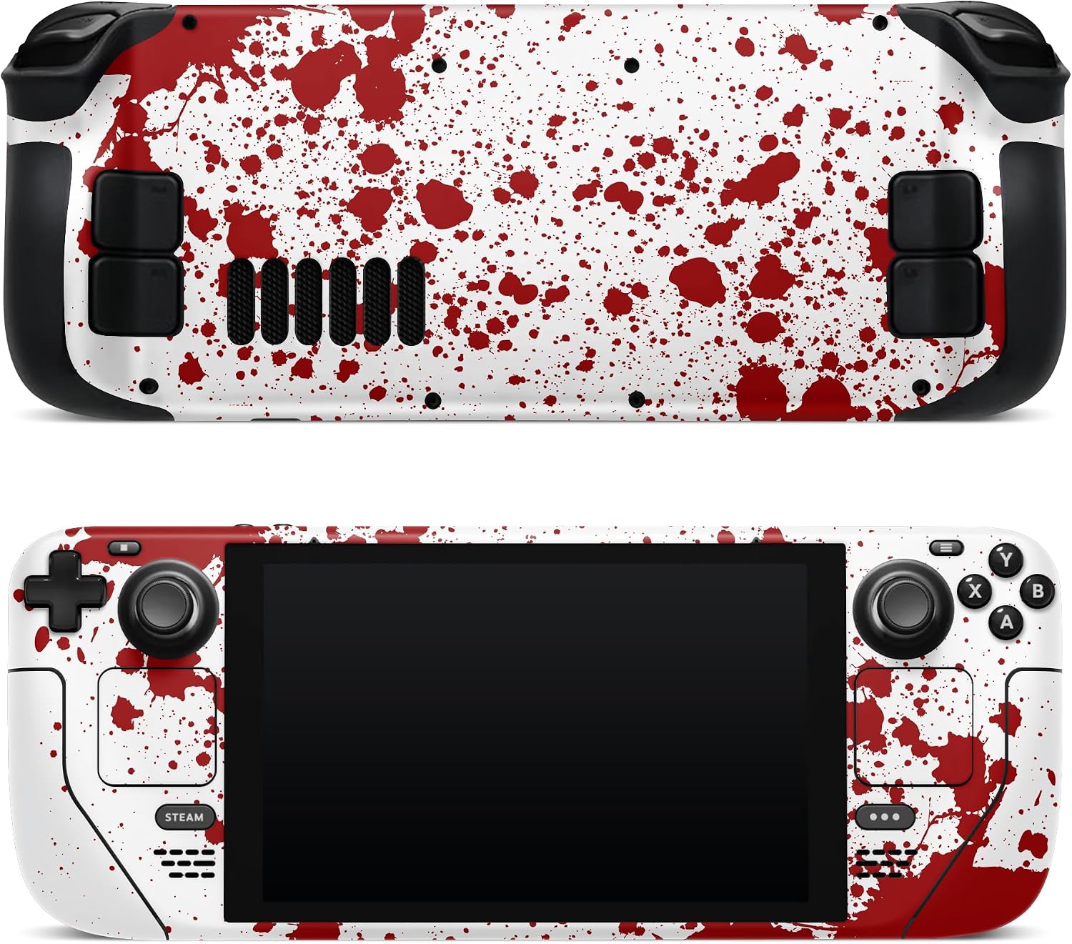 ZOOMHITSKINS Console Skin Compatible with Steam Deck, Red White Blood Splash Horror Design, Bubble-Free, 3M Vinyl Skin Decal Accessories, Made in The USA