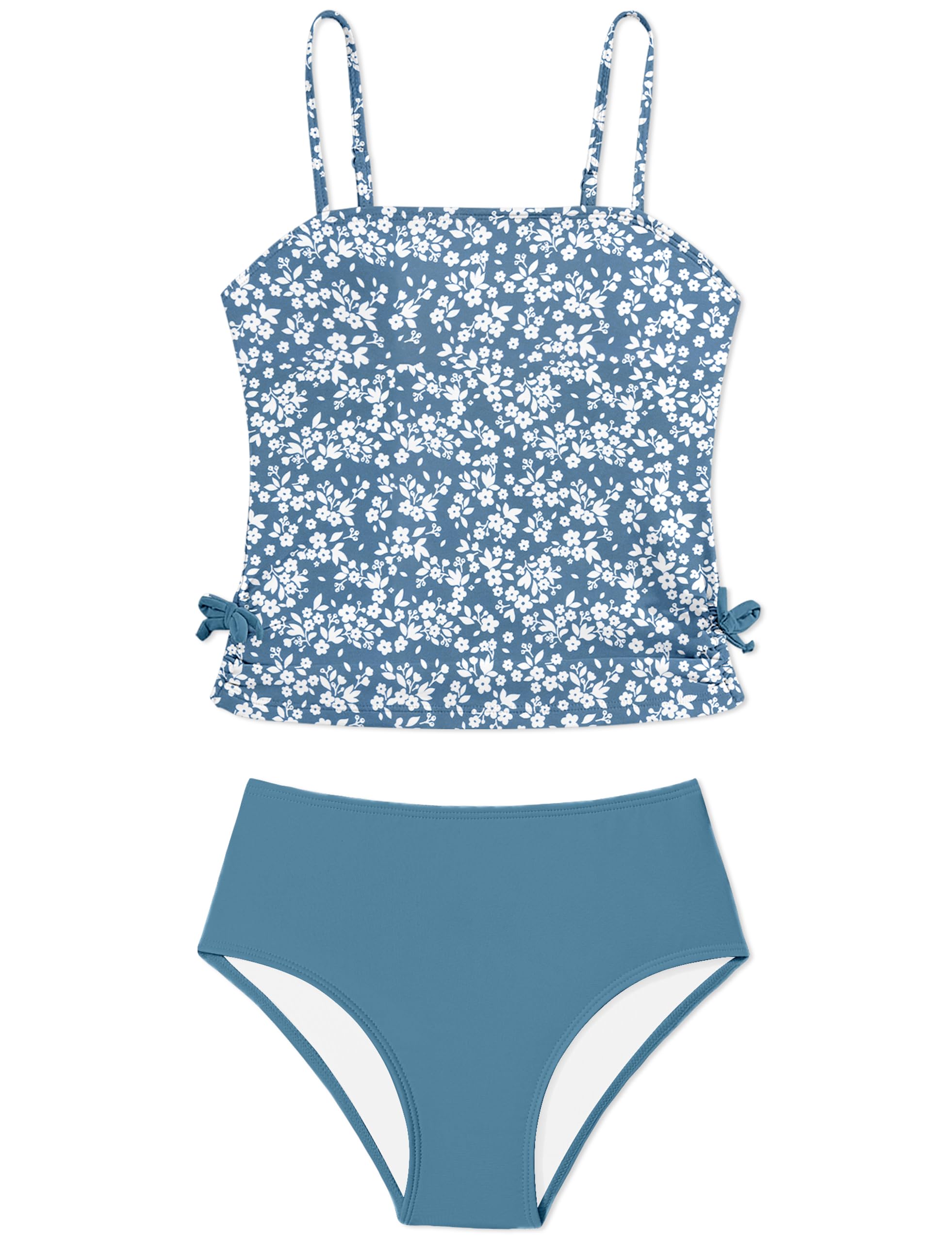 Girls Tankini Swimsuits Two Piece Bathing Suit Drawstring Swimwear Set for Girls 7-18 Years