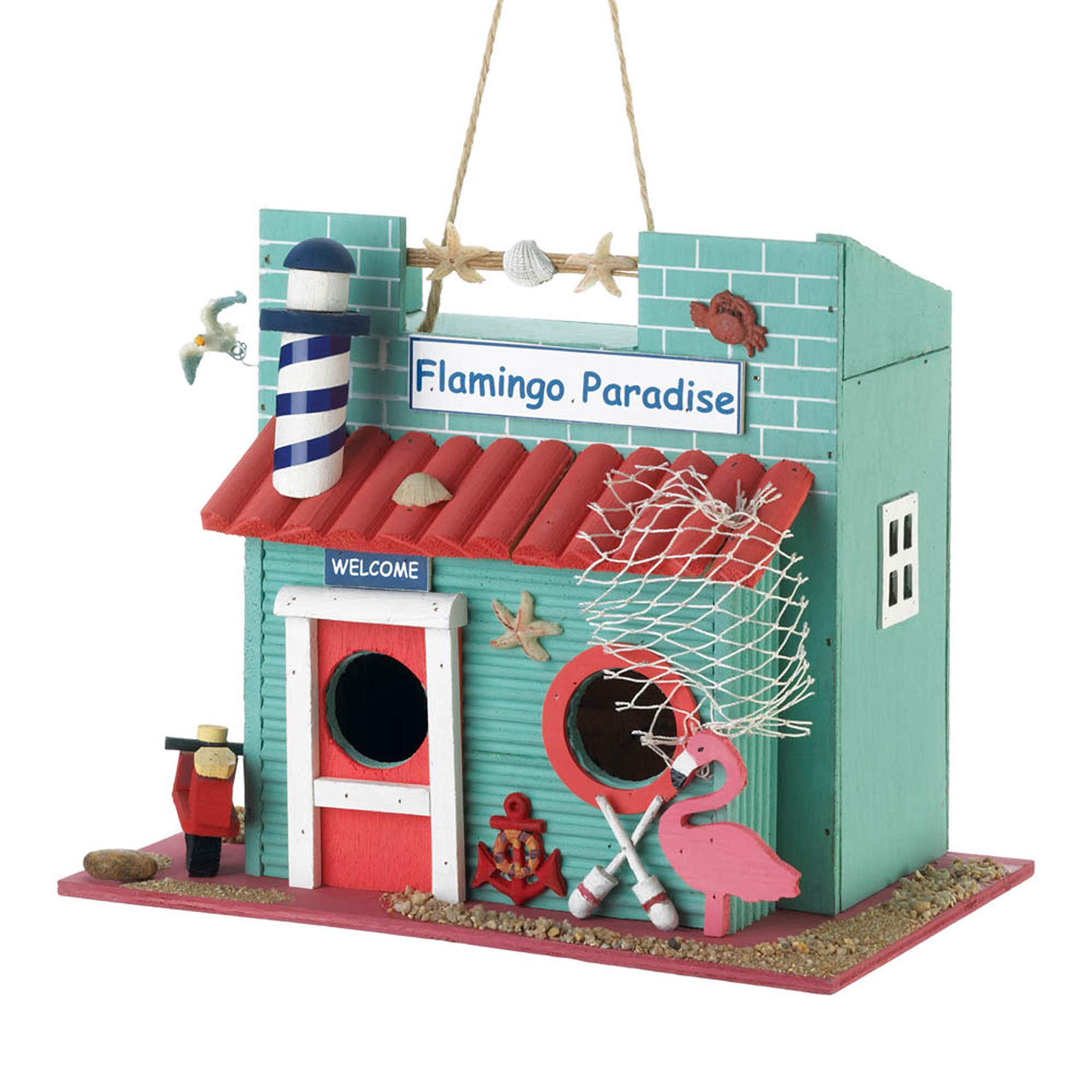 Songbird Valley10018681 FLAMINGO PARADISE BIRDHOUSE, White