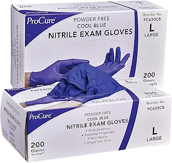 Disposable Nitrile Gloves, Blue Medical Exam Gloves -Powder Free, Latex Free, Food Safe, Surgical Grade, Textured Tips, 3 Mil