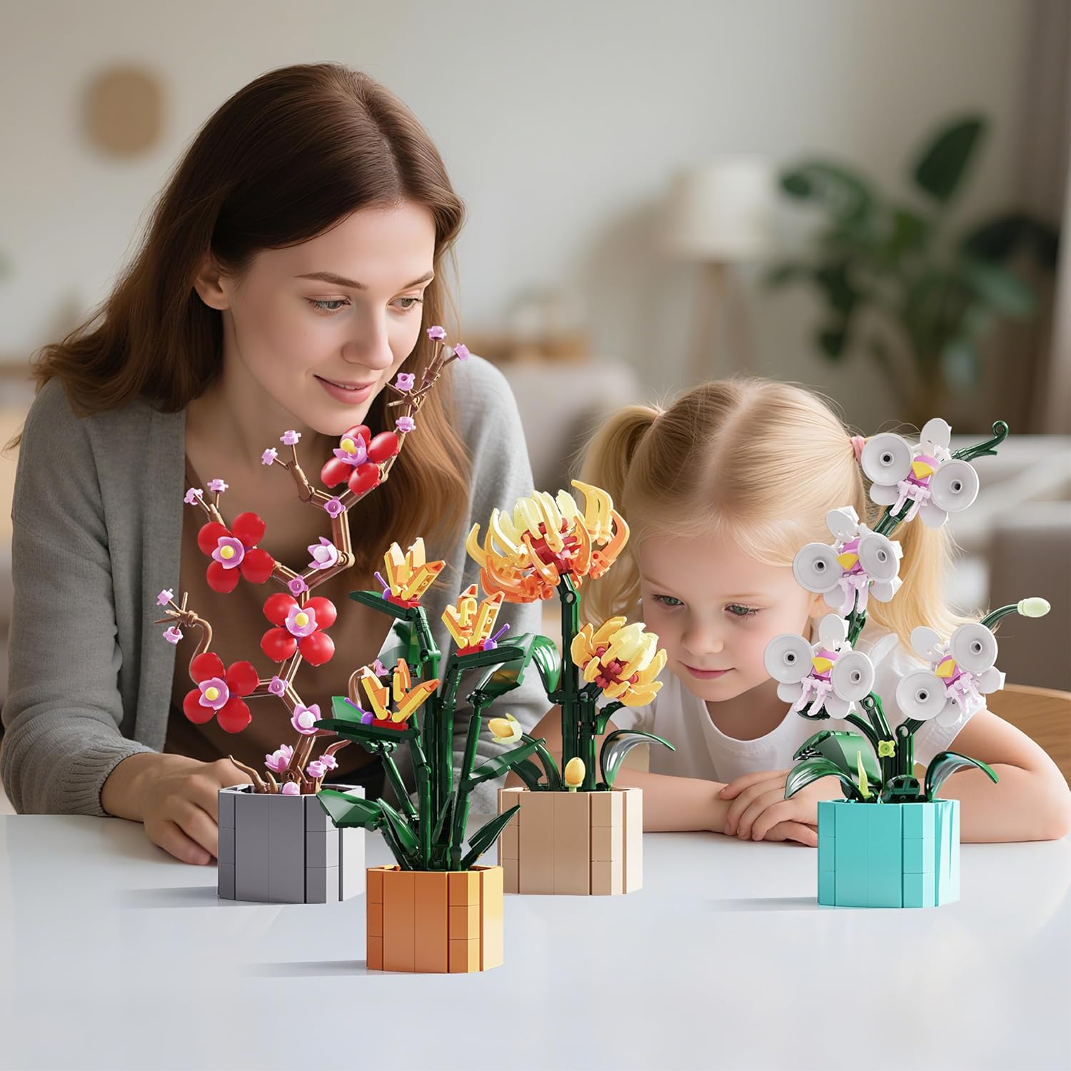 Flower Bouquet Building Blocks 4 Set, Artificial Flowers Toys Botanical Collection DIY Unique Home&Office Bonsai Decoration Adults, Teen Girls for Birthday - Image 2