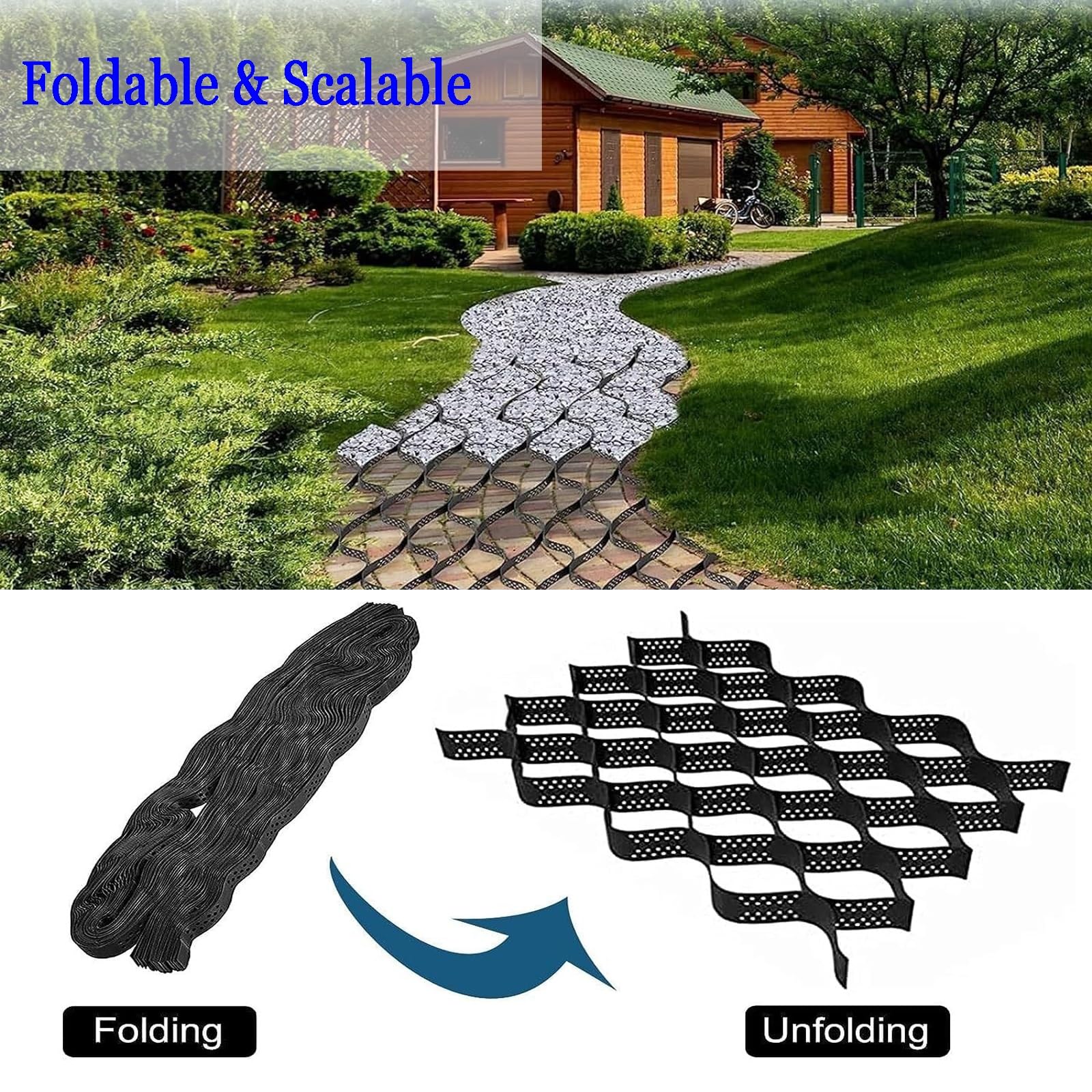 Rejilla de grava resistente | Tamaños de 3 pies a 30 pies | Soporta 1800 libras/pies cuadrados | Base de pavimentador para entradas y caminos | Solución de fácil instalación y estabilización