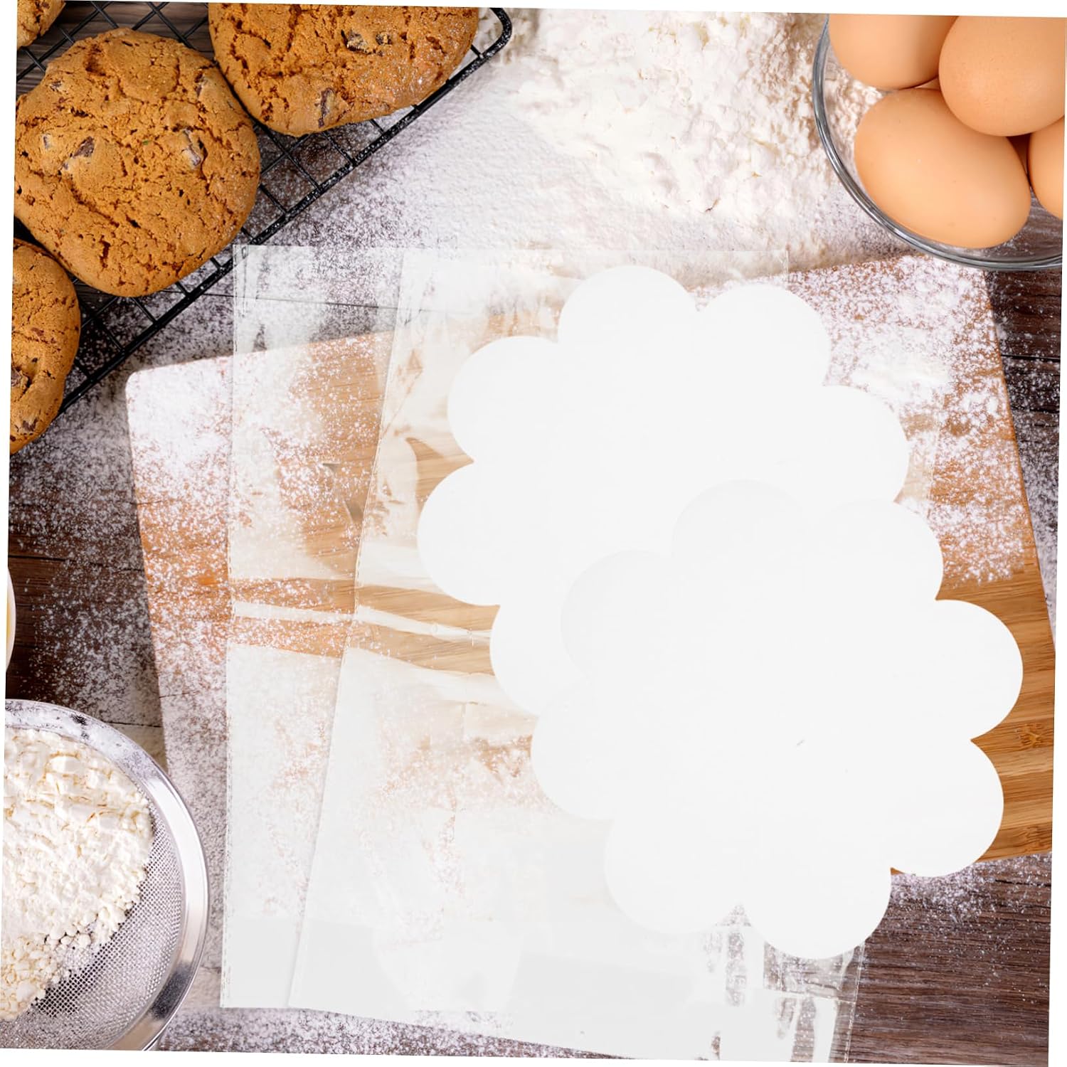 PRETYZOOM 100 Sets Resealable Cellophane Bags with Cake Base Cardboard for Pastry Bread Ties for Party Wedding Catering and Restaurant Decoration image 5