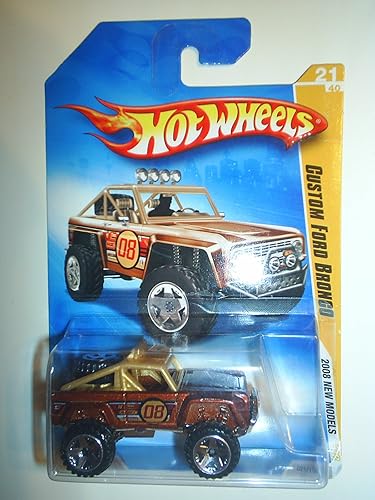 Hot Wheels Custom Ford Bronco 2008 Primera Edición #21 Nuevos Modelos Marrón Variant Racing Tampos 2008 021 Escala 164 disponible en Yaxa Costa Rica
