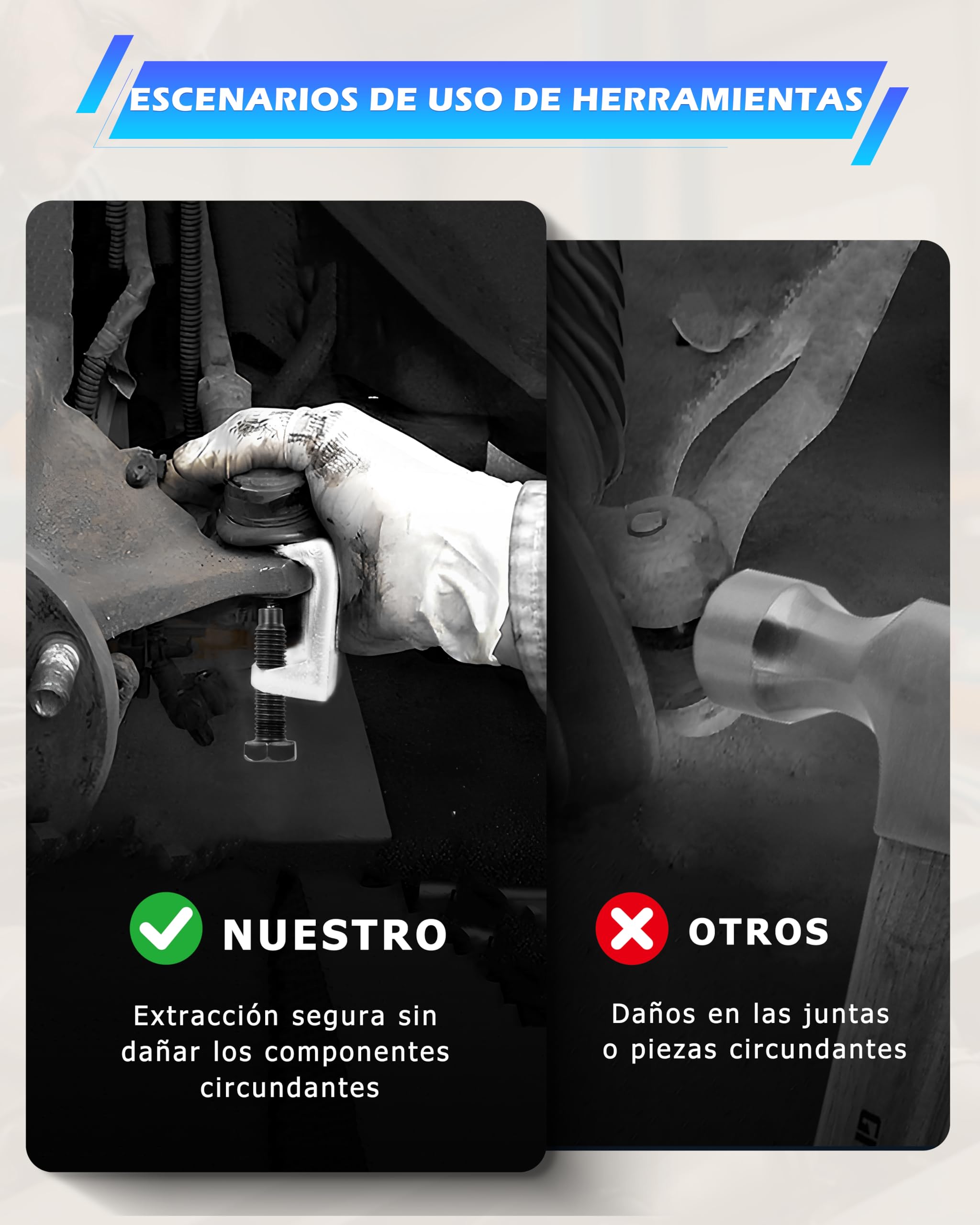 DAYUAN Juego de herramientas para auto que incluye extractor de rótulas, articulación esférica, extractor de cabeza de barra de acoplamiento, 5 piezas