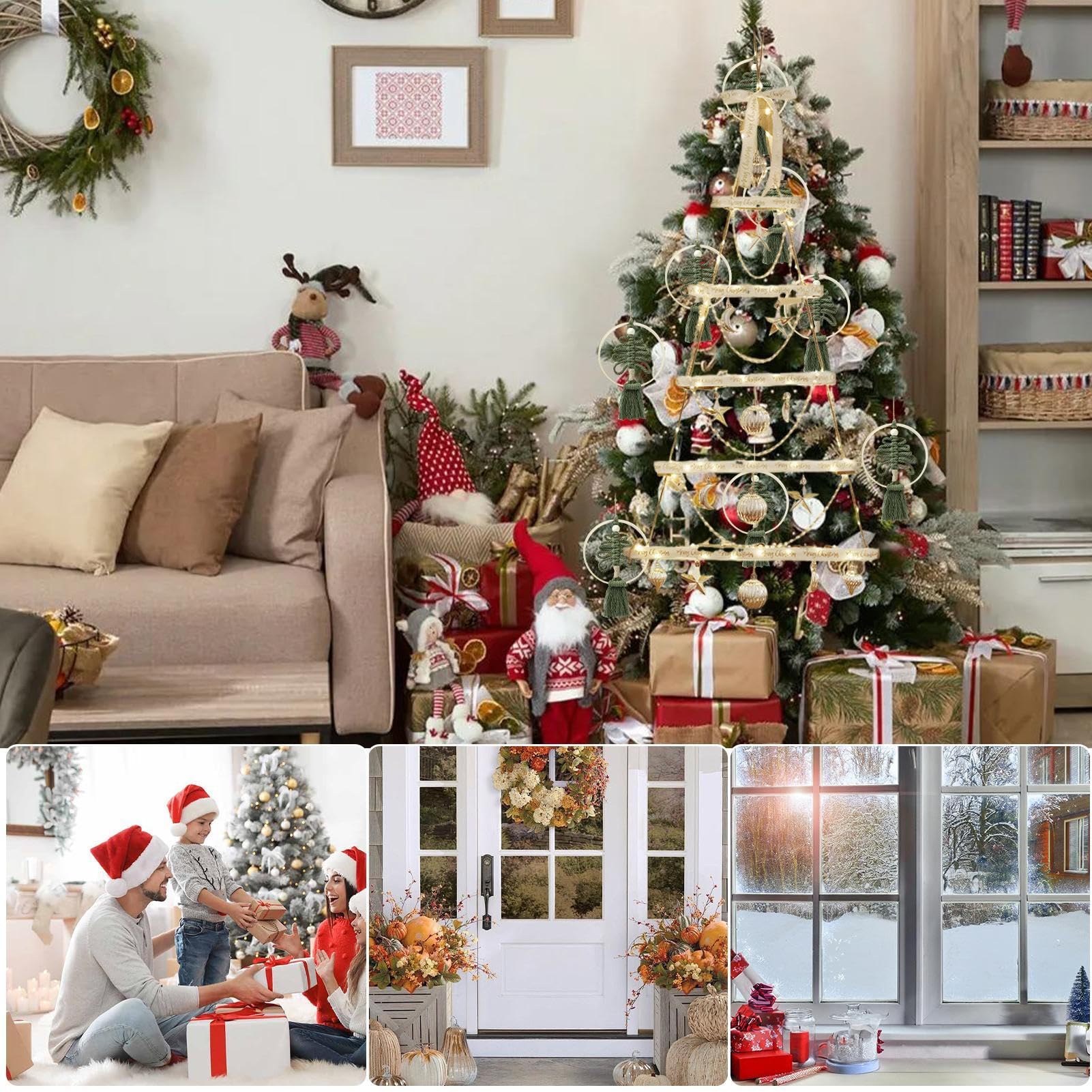 Sapin de Noël mural lumineux en bois avec arbres lumineux pour intérieur et extérieur, maison, Thanksgiving, décoration de Noël
