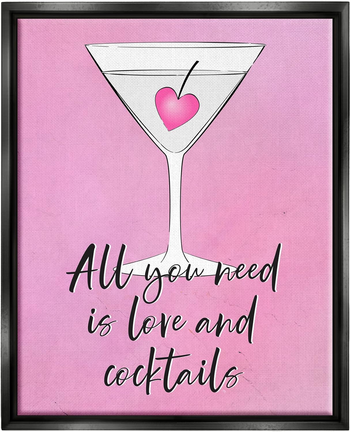 Stupell Industries Love & Cocktails Pink Martini Framed Floater Canvas Wall Art, Design by Martina Pavlova