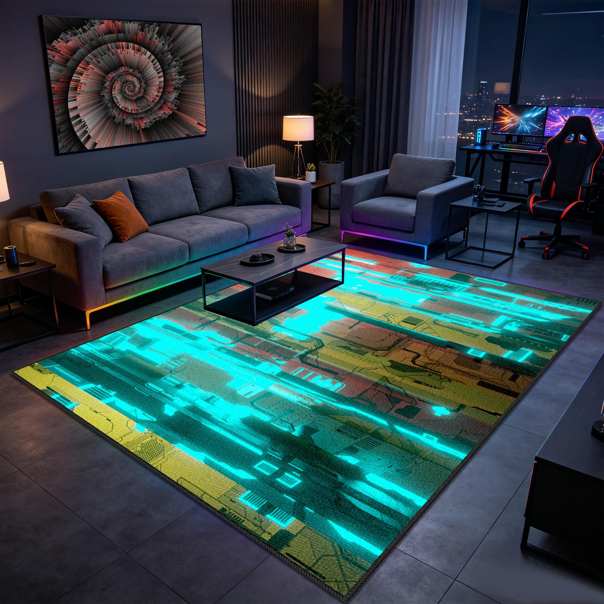 Tapis de jeu gaming grand format 170x210cm doux à poil court
