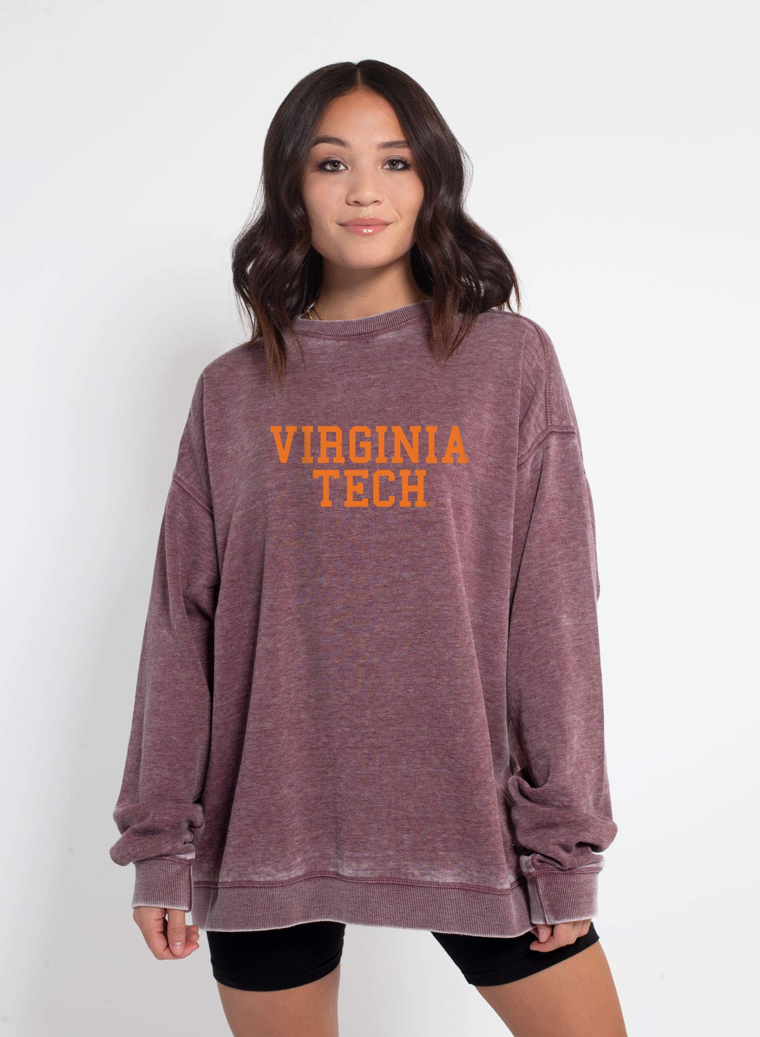 chicka-d Women's Campus Crew Sweatshirt, Merlot, X-Large