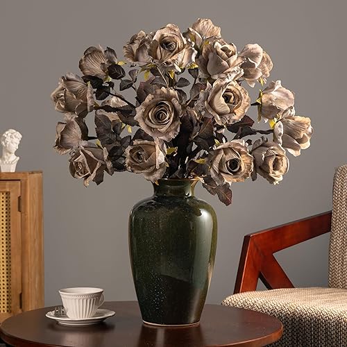 Miniatura 7 de Flores artificiales, rosas artificiales, rosas falsas de 23.2 pulgadas, flores artificiales de tallo largo para jarrón alto, rosa de seda, 20