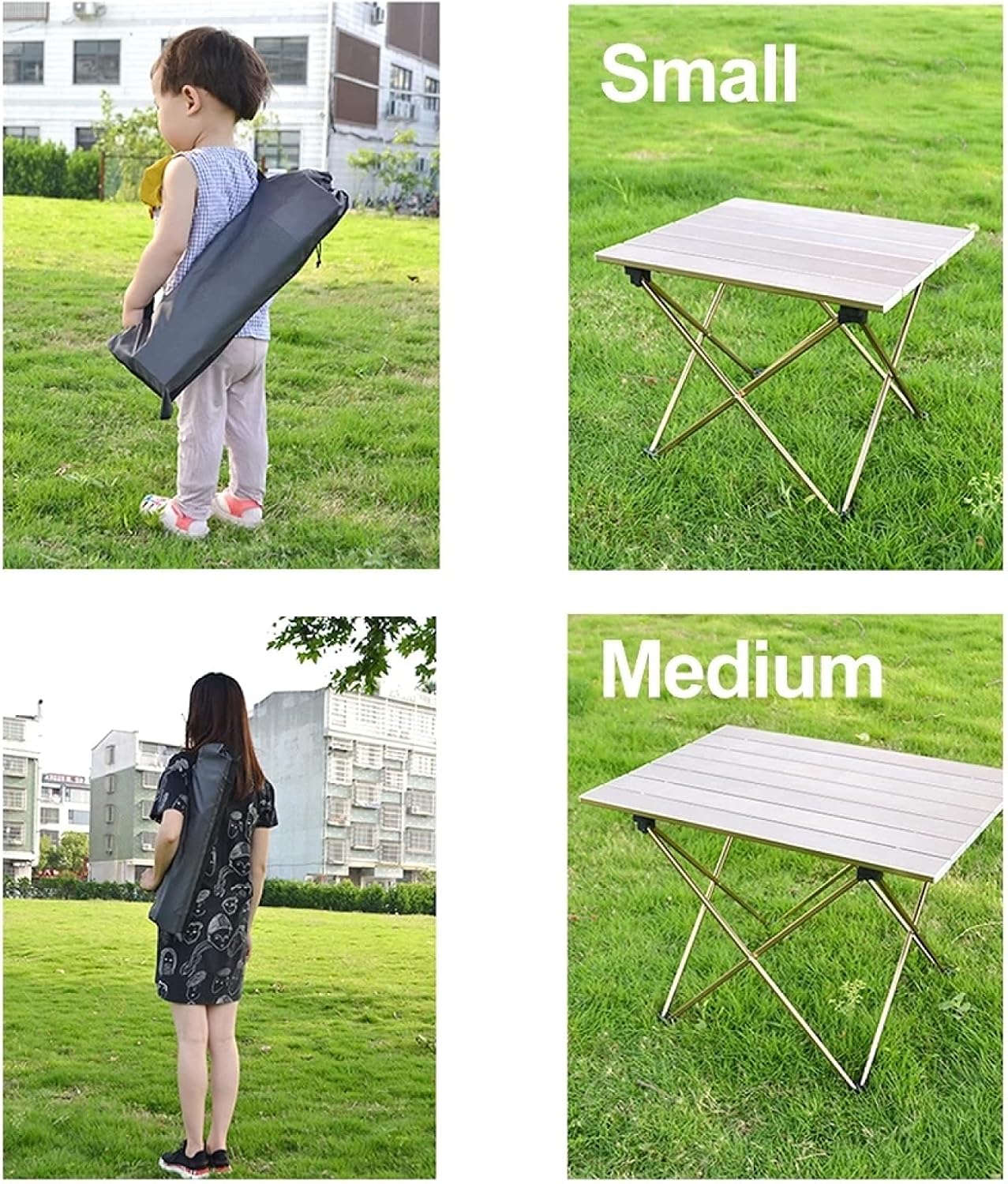 Foldable Picnic Table,Folding Aluminum Table Camping Beach Ultra Light Backpack Folding Table with Handbag Outdoor Desk Garden Niture,Small (), Parent