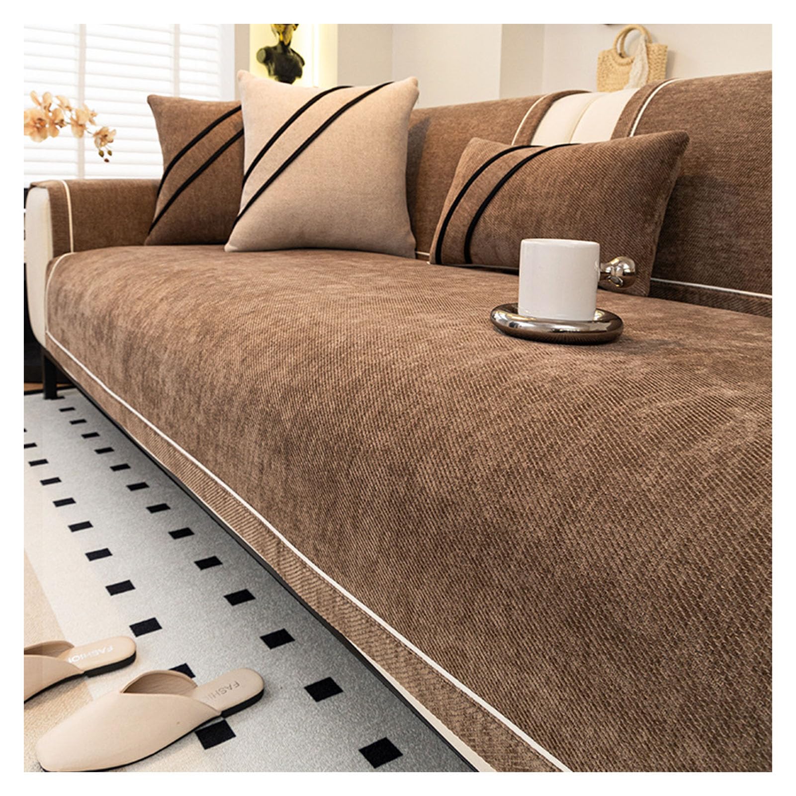 REXVSENL Chenille Furniture Protector Cover Washable Pet Sofa Cover for Dogs Anti Scratch Slipcover Durable Couch Cushion Protector for Living Room Sectional Sofa