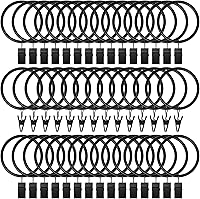 Vista 18 de 100 piezas de anillos de cortina con ganchos de clips de 1.26 pulgadas, anillos de cortina de acero inoxidable mate a prueba de óxido para soporte