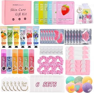 KYDA 66PCS Spa Party Supplies for Women & Girls - Face Masks, Eye Patches, Lip Balm, Foot Bombs, Hair Ties for Birthday Sleepover Parties