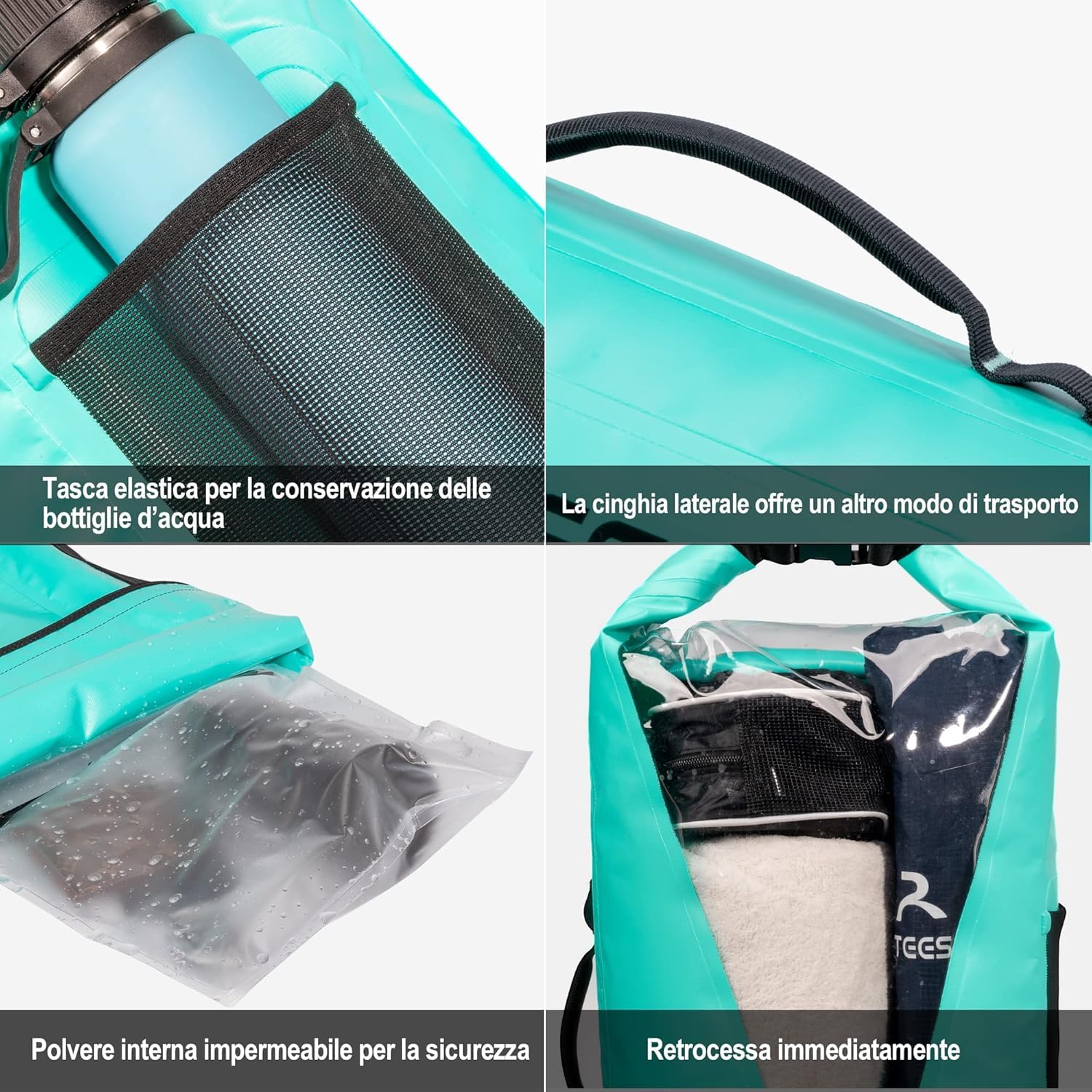 Borsa Impermeabile Mare Aggiornato, 45L 40L 30L 20L Zaino Impermeabile Sacca Stagna Sacca Impermeabile Con Spalline Per Kayak Tour in Barca Canoa/Pesca/Rafting/Nuoto/Canottaggio