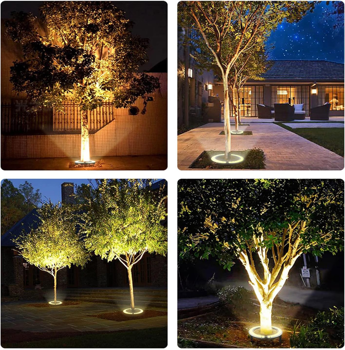 Solar Palm Tree Lights,Super Bright 32 Led 5 V 12000mah Landscape Spotlights for Big Tree Lighting Solar Uplights for Trees Floodlights Home Garden Christmas Party Outdoor (Cool Light)