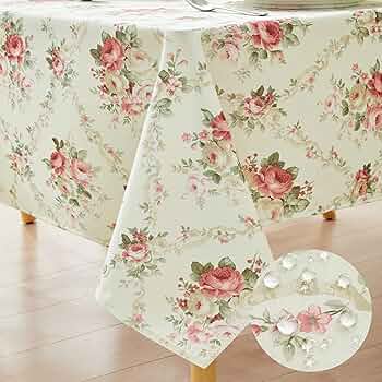 SUPERBE NAPPERON SHABBY CHIC AVEC UN TISSU FLORAL BOUQUETS DE