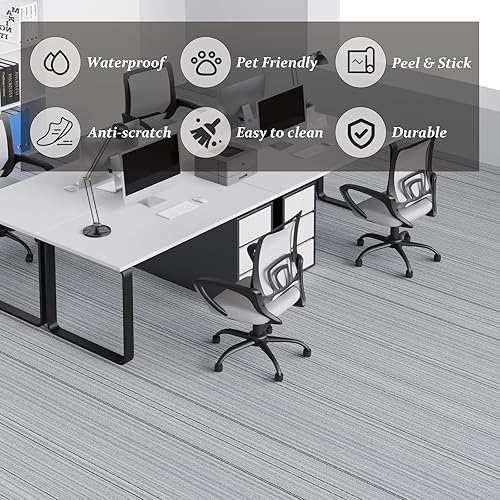 Miniatura 2 de WIFEA Rollo de vinilo para suelo  Azulejos de suelo con textura de alfombra simulada  15.7 pulgadas de ancho x 118 pulgadas de largo12.9 pies