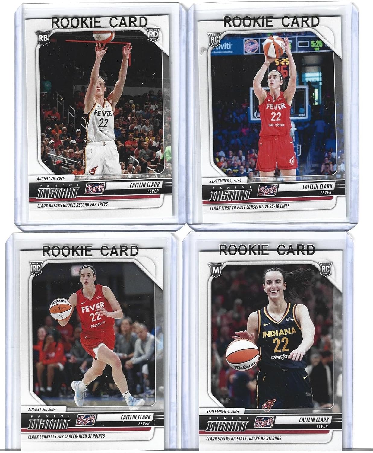 Caitlin Clark 4 Achievement Setting Rookie Card Lot Panini Instant All Limited Print Run In Rookie Top Loaders Rookie Of The Year Thumbnail