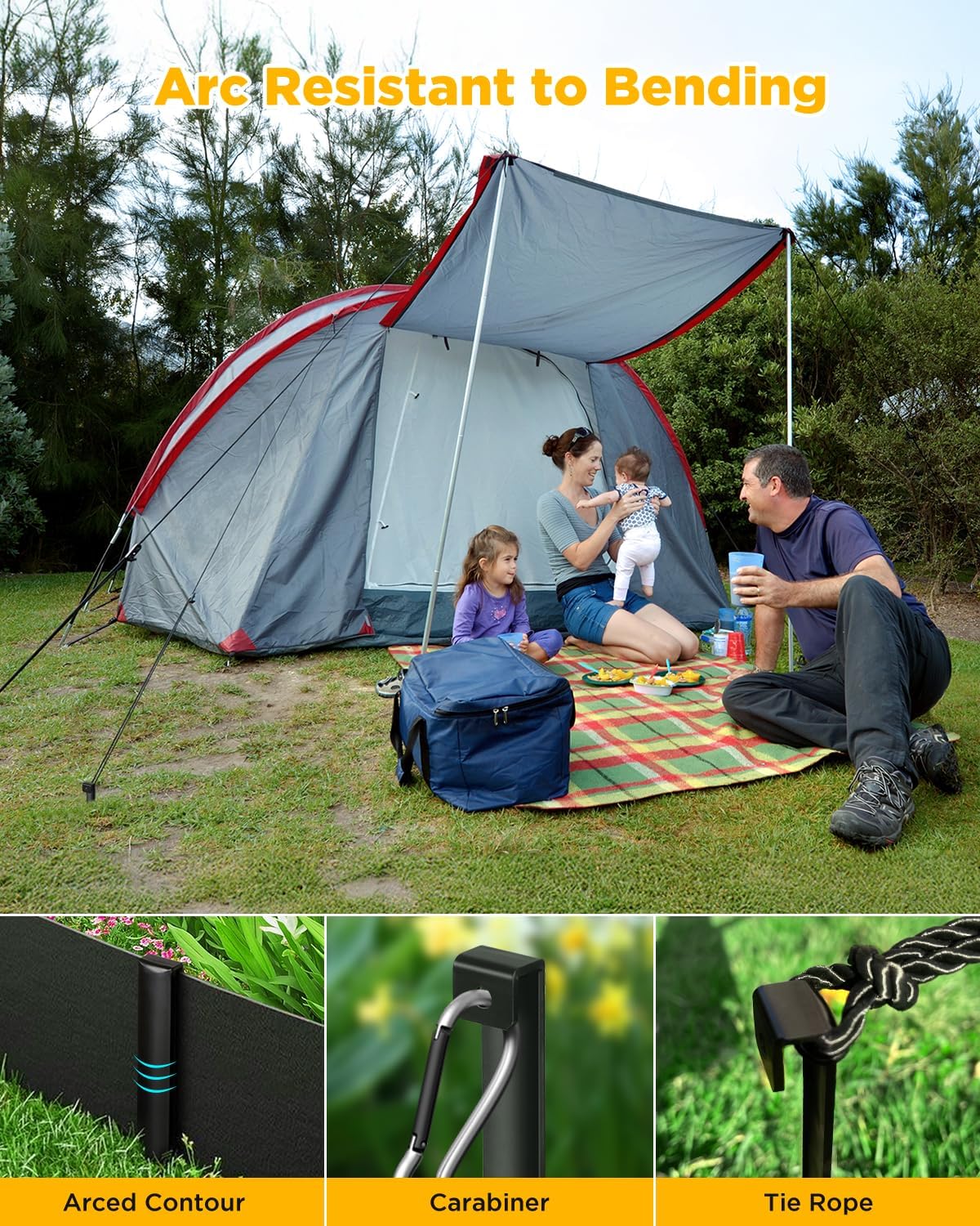 Landscape Edging Metal Stakes - 20 Pcs, 10 Inch Garden Landscape Stakes, High Carbon Steel Landscape Anchoring Stakes for Flowerbed Edging, Outdoor Tent and Landscape Edging Coil - Image 3