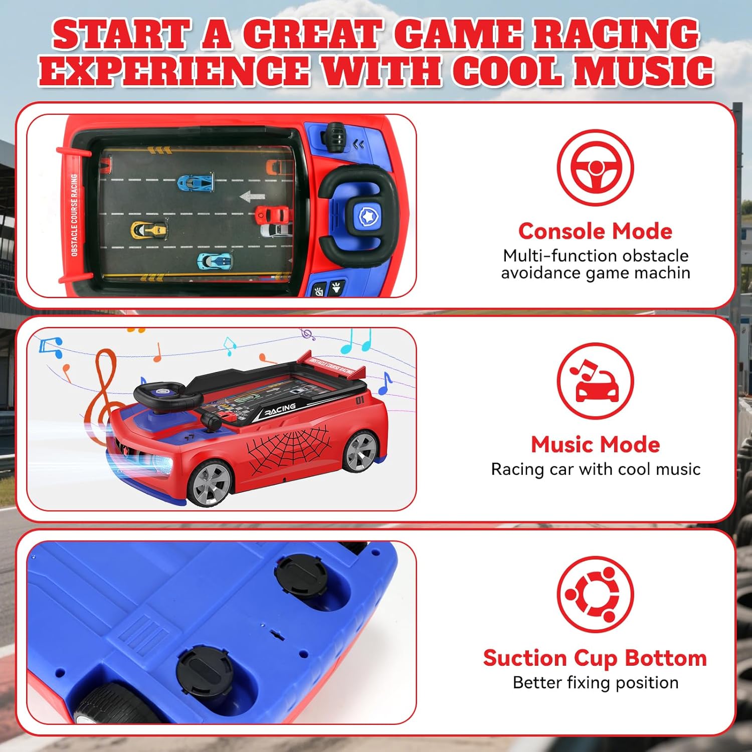 Musical Steering Wheel Racing Car Toy, Racing Adventure Car Steering Wheel for Toddler Kids, Toddler Simulated Driving Game Cars with Sound and Light, Xmas Birthday Gifts for Kids Ages 3+