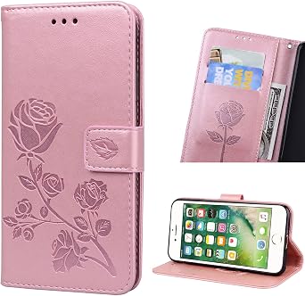NB iPhone 7 Plus Phone Case Wallet Leather, iPhone 8 Plus Wallet Case,Premium PU Leather Wallet Flip Case with Kickstand Cover for iPhone 7 Plus,iPhone 8 Plus 5.5 inch Floral-Pink