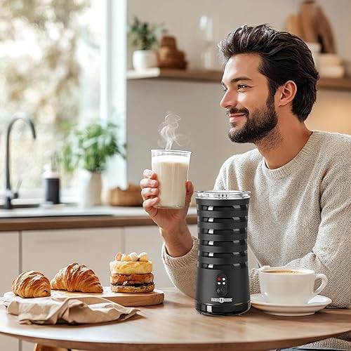 Miniatura 8 de Espumador de leche, vaporizador y espumador de leche 4 en 1 Paris Rhône, calentador de leche de espuma caliente y fría con control de temperatura,