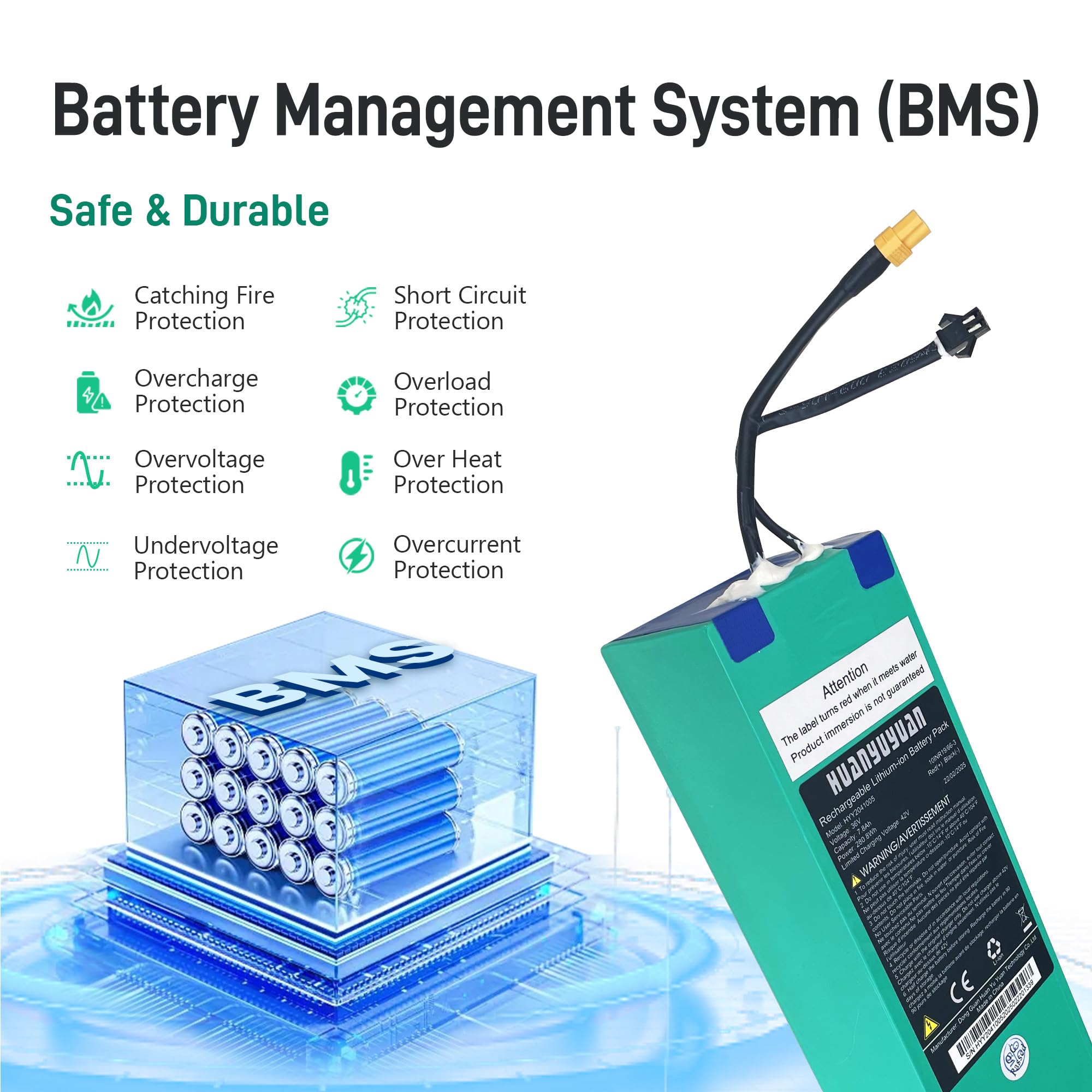 Electric Scooter Battery | XT30 Connector, 36V 7.8Ah Rechargeable Electric Scooter Battery | XT30 Connector, 36V 7.8Ah Rechargeable