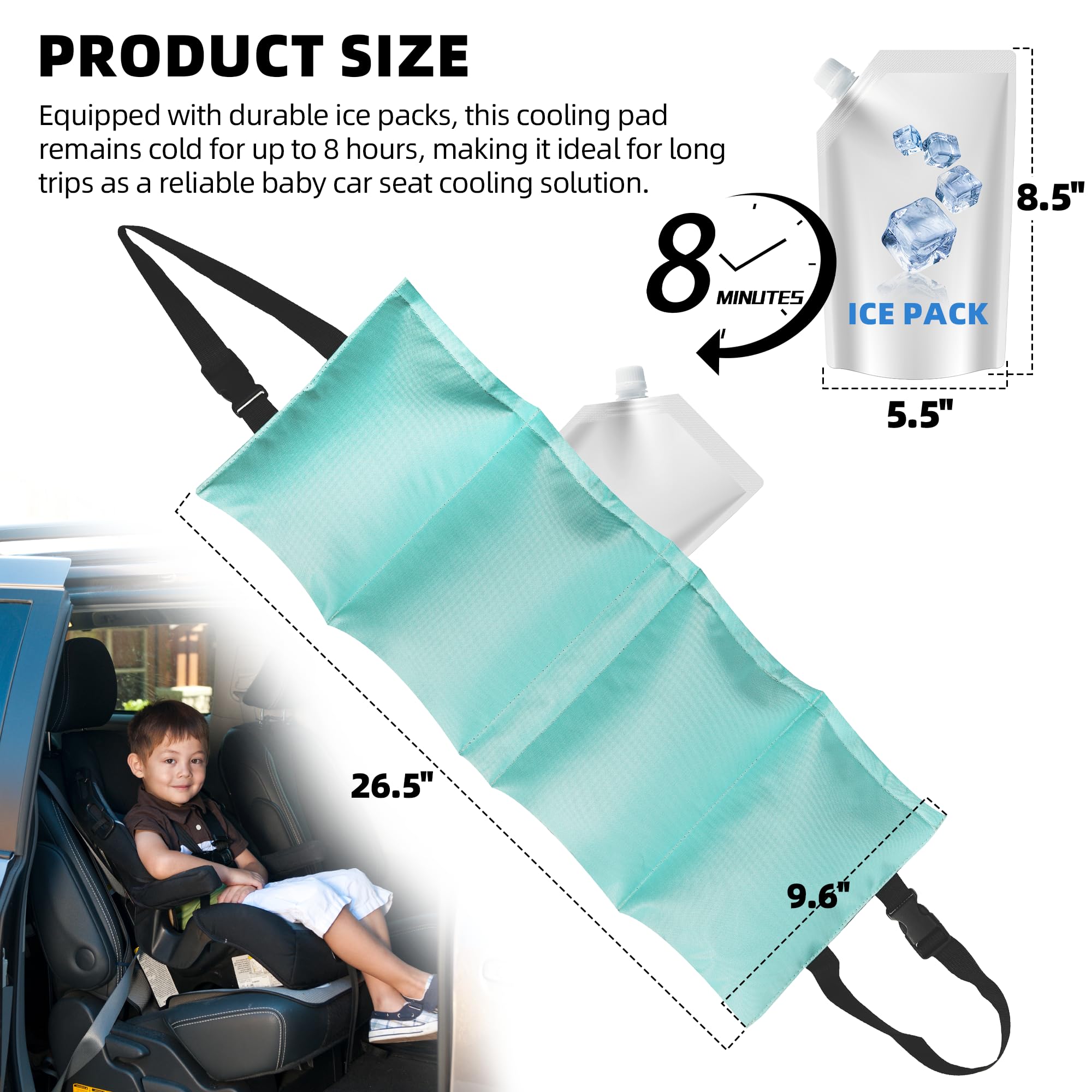 LuQiBabe Stroller Cooling Pad with Ice Pack for Baby Booster Car Seat Cooling Pads Stroller Summer Accessories Strollers Cooler Pad for Kids Toddler Summer Carseat Cooler Liner