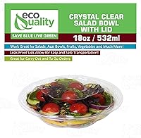 Vista 5 de Ensaladeras desechables transparentes de 18 onzas con tapas (paquete de 10) Ensaladeras desechables de plástico transparente para almuerzo
