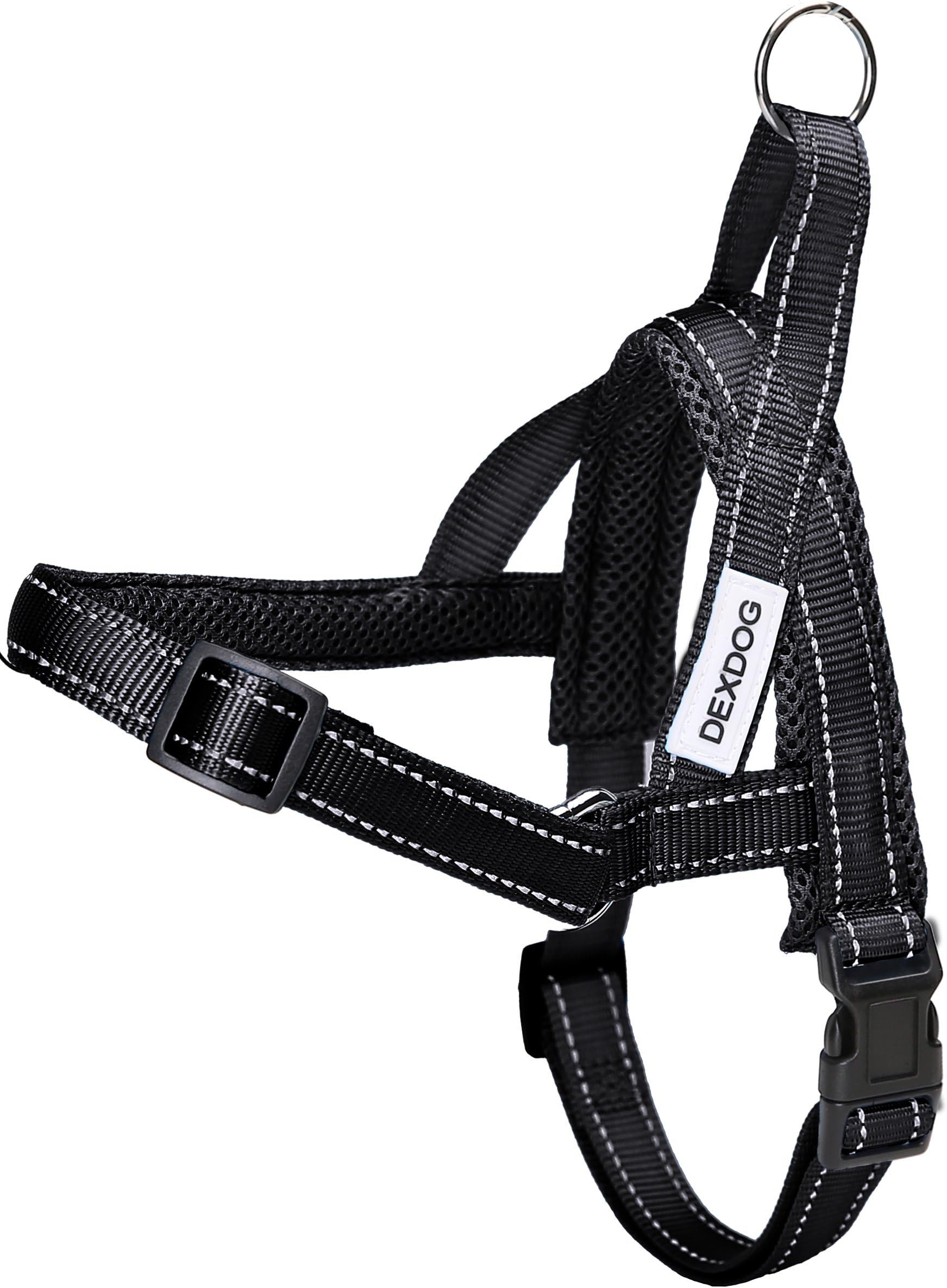 DEXDOG #1 Best Dog Harness — EZHarness On/Off Walk in Seconds! [Black Small S] — Easy Quicker Step in Dog Harness Vest — Puppy No Pull Reflective Mesh Handle Adjustable Training