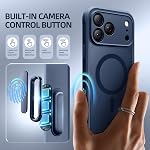 BERFY for iPhone 17 Pro Max Case, Compatible with MagSafe, Built-in Privacy Screen Protector, Camera Protection, Shockproof Full Body Phone Case 6.9", Translucent Blue
