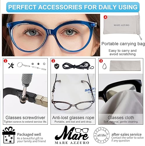 Miniatura 53 de MARE AZZURO Womens Reading Glasses Round Readers Female 0 1.0 1.25 1.5 1.75 2.0 2.25 2.5 2.75 3.0 3.5 4.0 5.0 6.0 (Red 250)