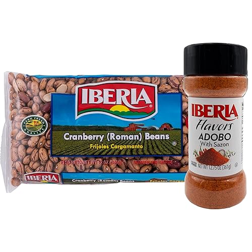 Iberia Adobo With Sazon, 12.75 oz+ Iberia Roman Cranberry Beans, 12 onzas