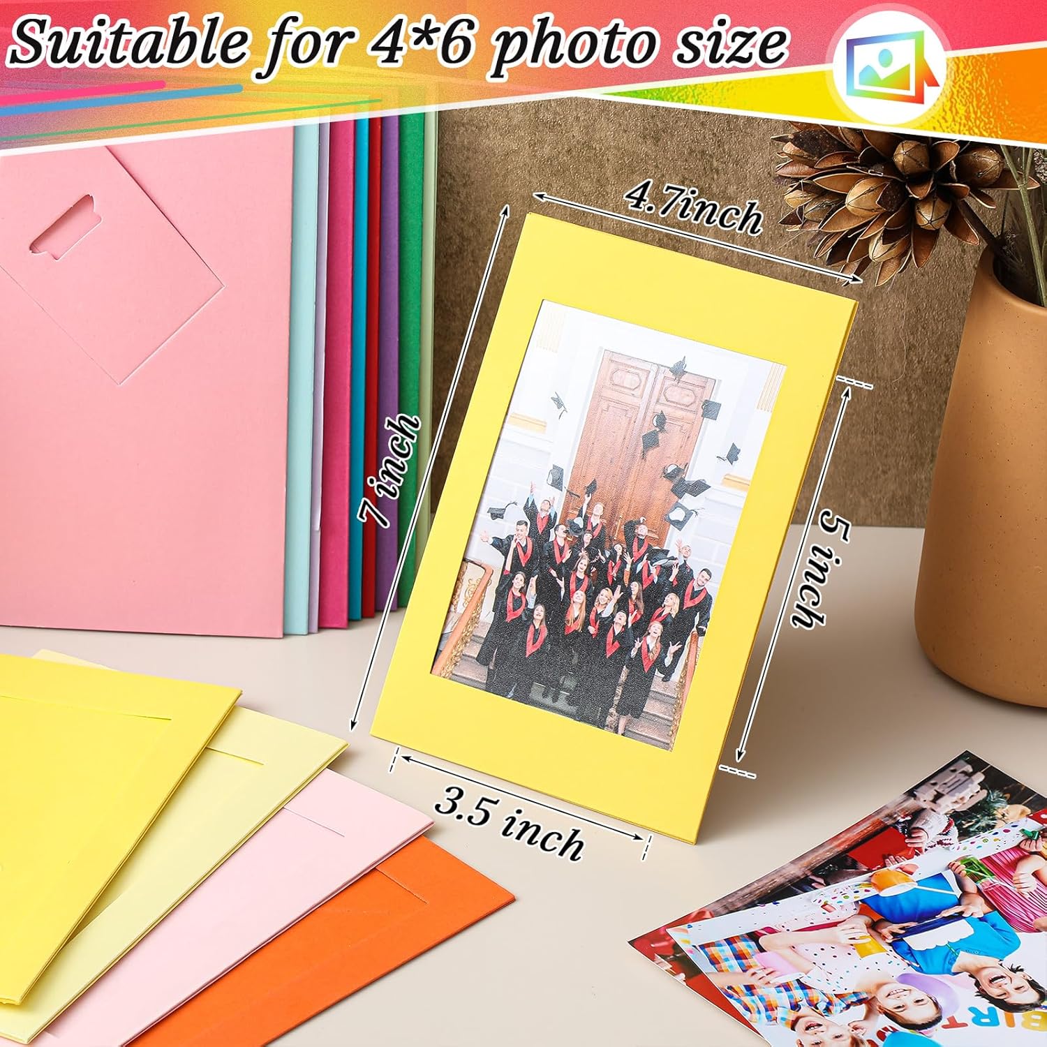 Juexica 150 Pcs 4 x 6 Inch Paper Picture Frames Standing Photo Frames with Easel Stand Cardboard Picture Art for Family DIY Craft Decoration Christmas Graduation Weddings Display (Colorful)