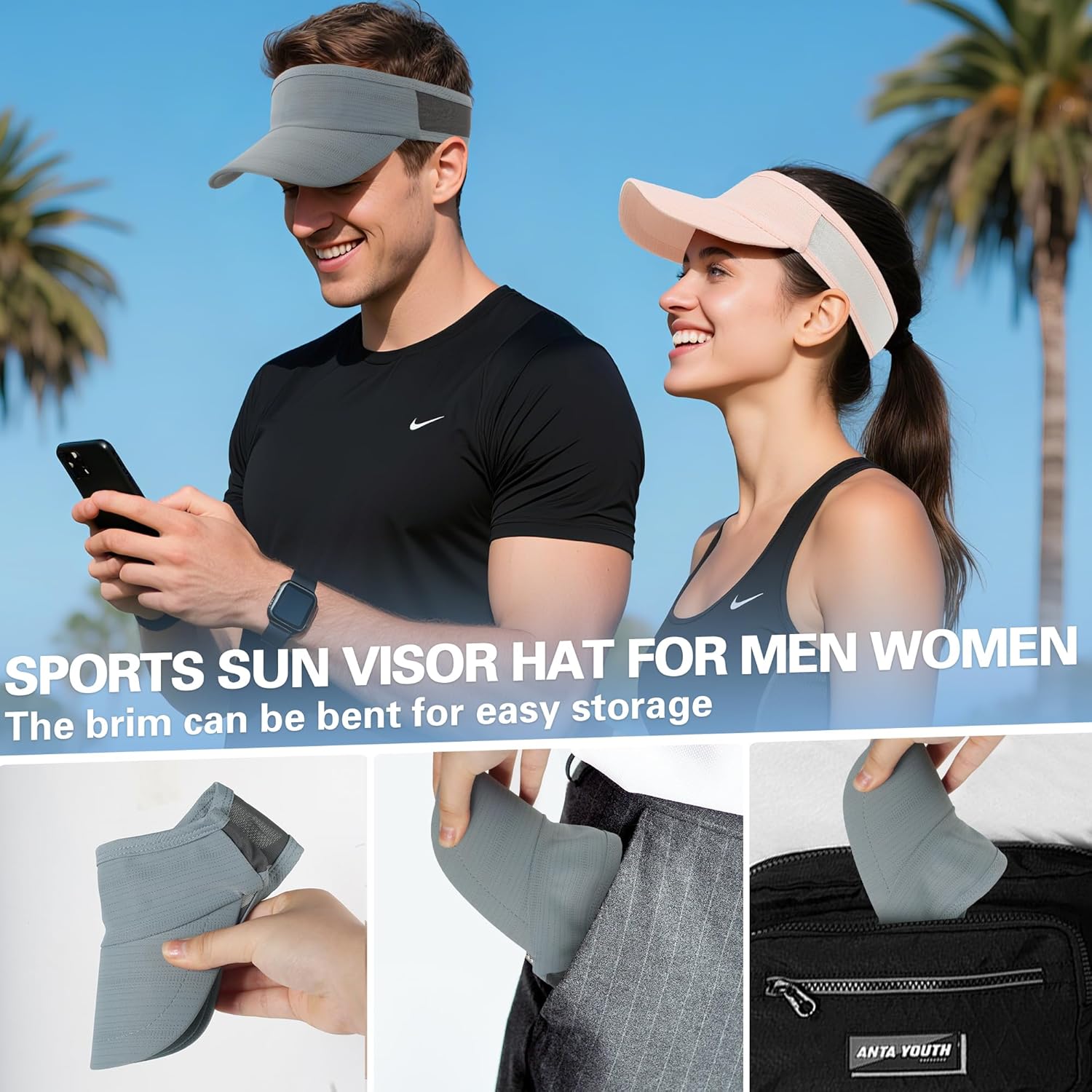 HH HOFNEN Sports Sun Visor Cooling Lightweight Stretchy Packable Running Golf Visor Hat for Men Women - Image 5