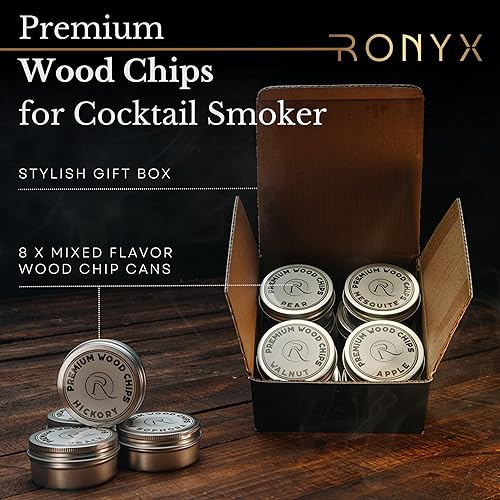 Miniatura 2 de RONYX Chips de madera para ahumador de cócteles  Paquete variado de chips de madera ahumadora de 8 sabores  Chips de madera totalmente naturales