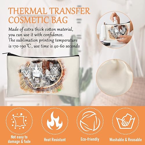 Miniatura 3 de Legigo Estuche de lona para lápices de bricolaje en blanco, bolsa de maquillaje, bolsa de aseo de viaje multiusos con cremallera, bolsas de