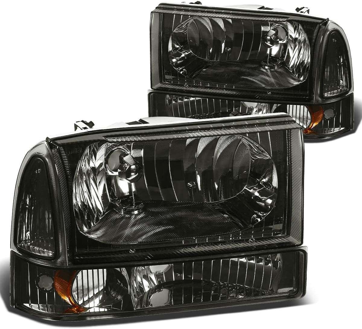 DNA MOTORING Headlight Assembly (Driver & Passenger Side) Compatible With Ford Excursion 00-04/F250 / F350 / F450 / F550 SD 99-04,HL-OH-F99SD4P-SM-AM