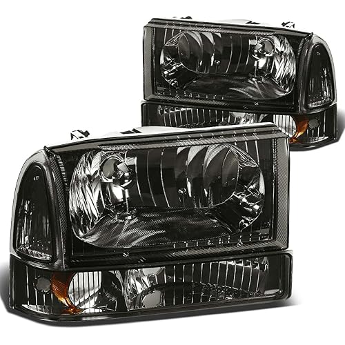 DNA MOTORING Headlight Assembly (Driver & Passenger Side) Compatible With Ford Excursion 00-04/F250 / F350 / F450 / F550 SD 99-04,HL-OH-F99SD4P-SM-AM