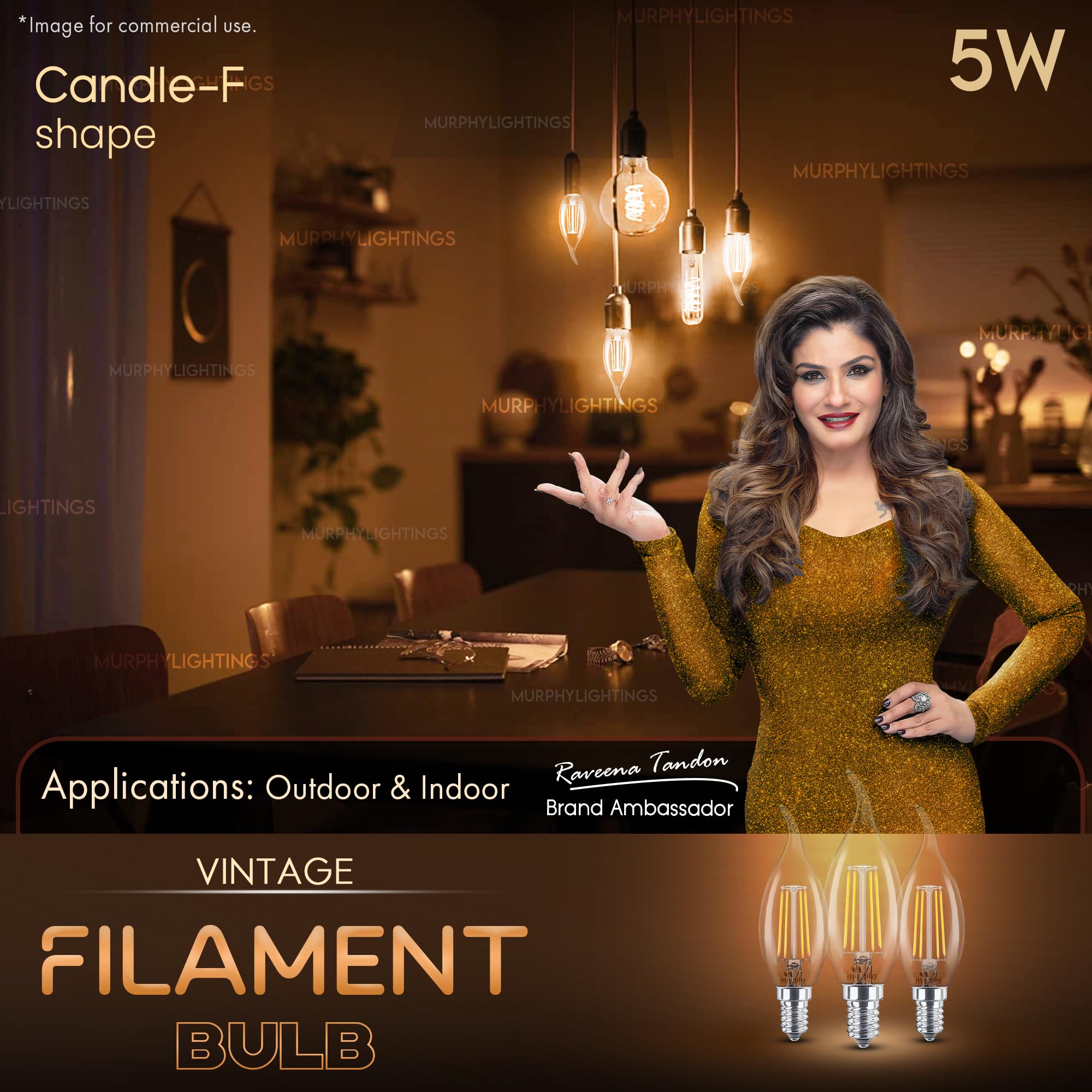 Vintage LED Candle Bulbs - Edison Filament Style -4 Vintage LED Candle Bulbs - Edison Filament Style -4