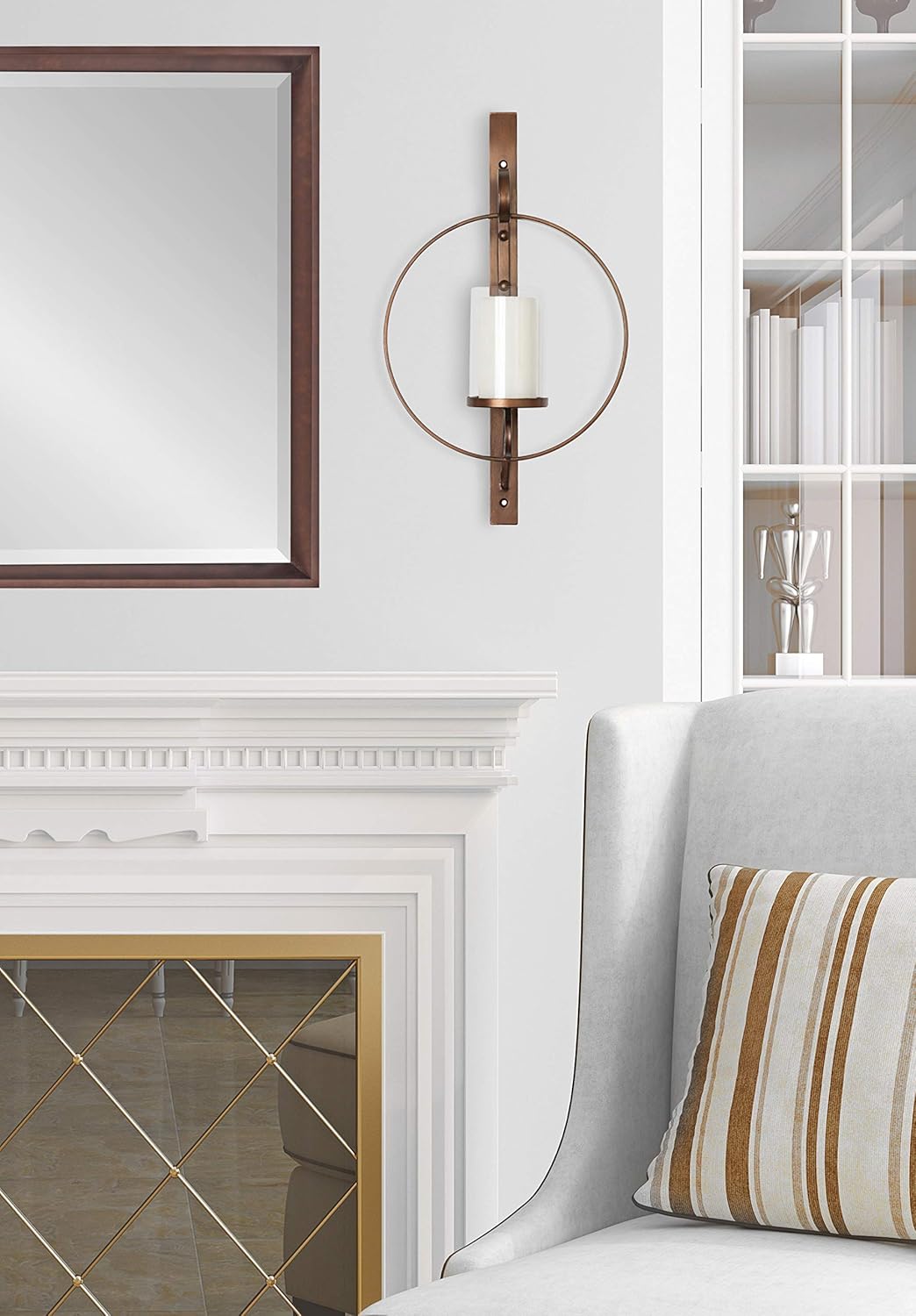 Kate and Laurel Doria Transitional Metal Wall Sconce, 12 x 22, Bronze, Chic Sconce and Candle Holder for Wall