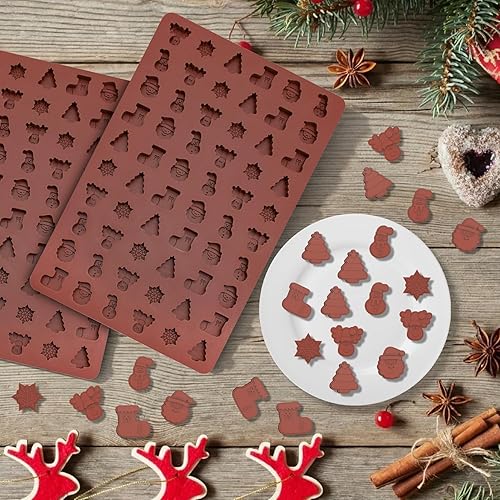 Miniatura 4 de AIERSA Moldes de silicona para chocolate de Navidad, 2 moldes de Navidad de 60 cavidades para bricolaje de chocolate de Navidad, dulces, gomitas,
