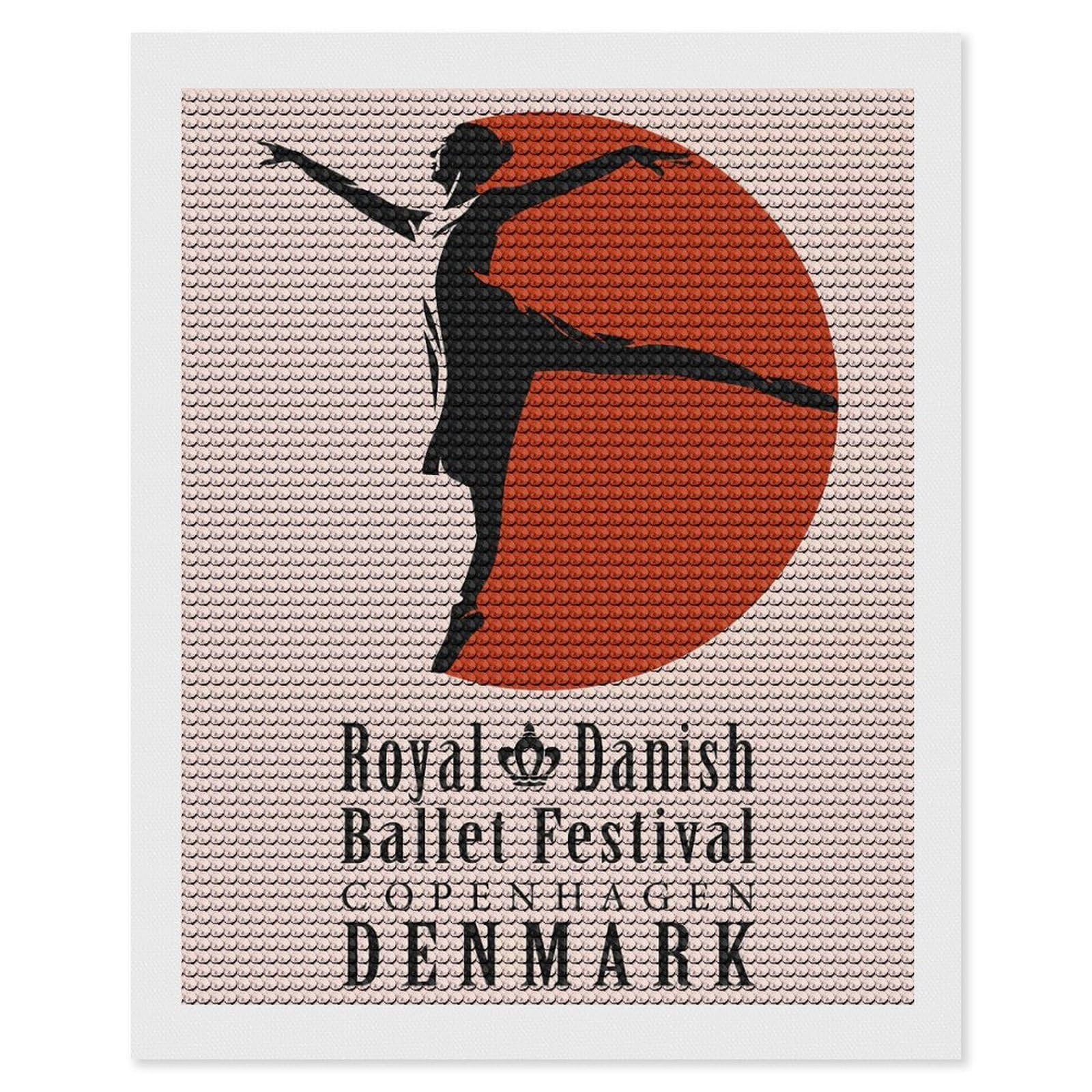Junmoney Royal Danish Ballet Festival Diamond Painting Canvas Set 16"x20", Mindful Craft Activity, Nice Detail and Sparkle, Farmhouse Decor, Birthday Gift