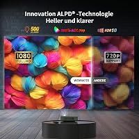 WEMAX ALPD Lézer Mini Projektor - Hivatalos Netflix Licenc, 500 ISO Lumen, 1080P HD, HDR10, WiFi, Bluetooth, Dolby Audio, Hordozható Otthoni 2
