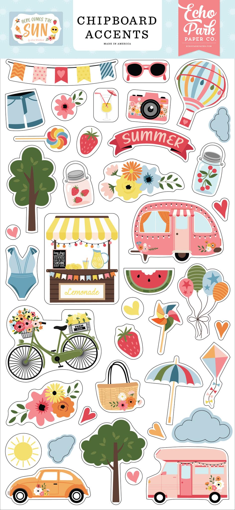 Here Comes The Sun Chipboard 6x13 pouces éléments décoratifs pour scrapbooking