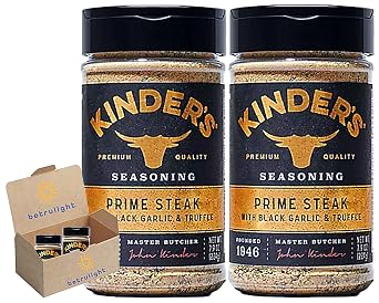 Kinders seasoning Prime Steak with Black Garlic and Truffle Rub| Zero Calories, Zero Fat and Keto Friendly | 7.9 oz Pack of 2 | Every Order is Elegantly Packaged in a Signature BETRULIGHT Branded Box!